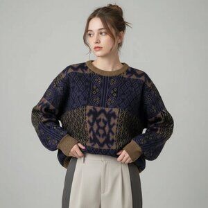 BRONZINI  | VINTAGE AZTEC GRANDPA SWEATER